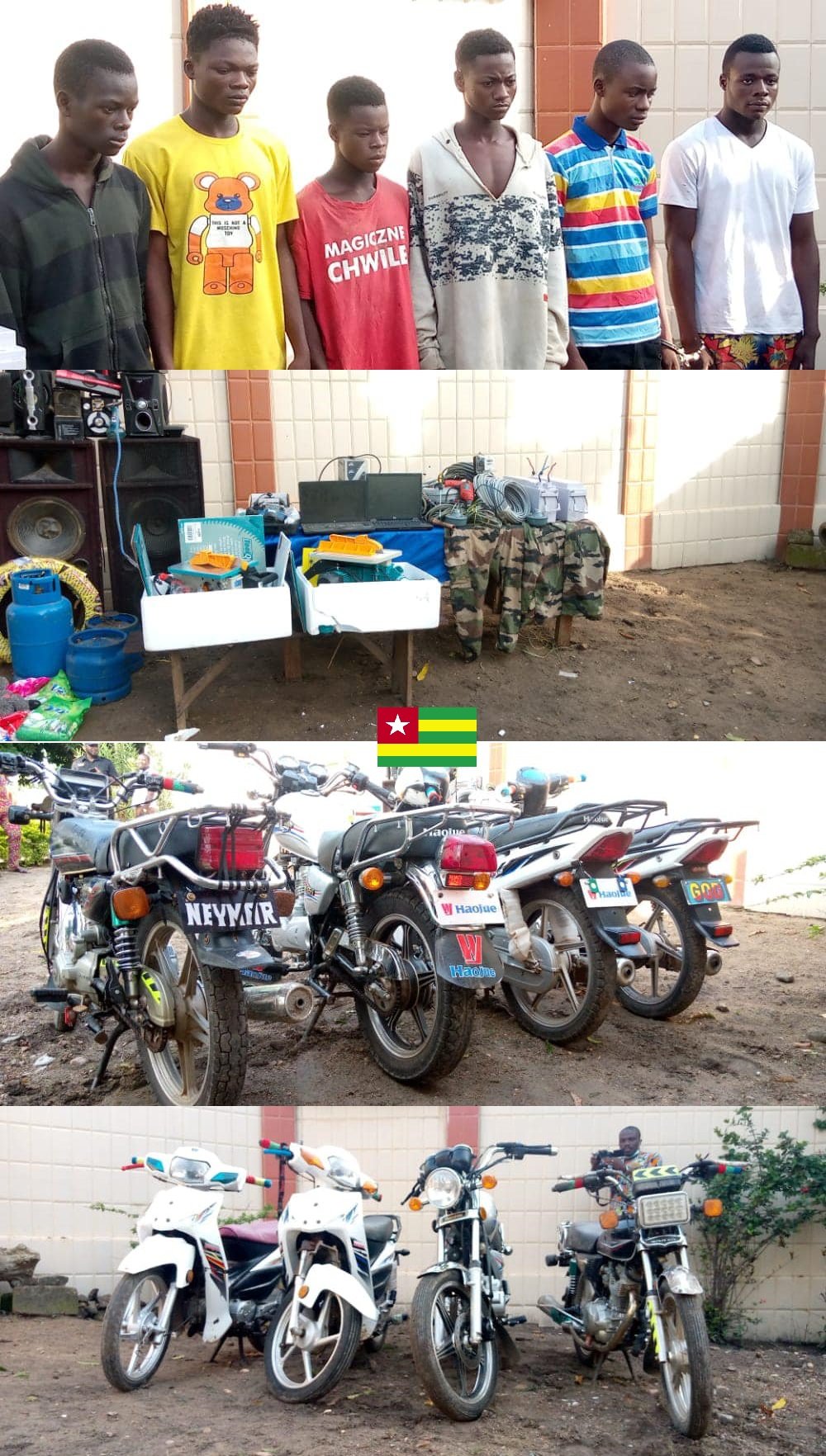 La Brigade de Recherches et d’Investigation (BRI) de Kara a annoncé le 22 mai l'interpellation de  six membres d’un réseau de cambrioleurs