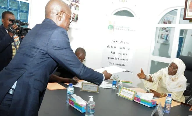 Awa Nana-Daboya, a reçu, le 14 mars 2023, la déclaration de biens et avoirs d'Aba Kimélabalou, président de HAPLUCIA